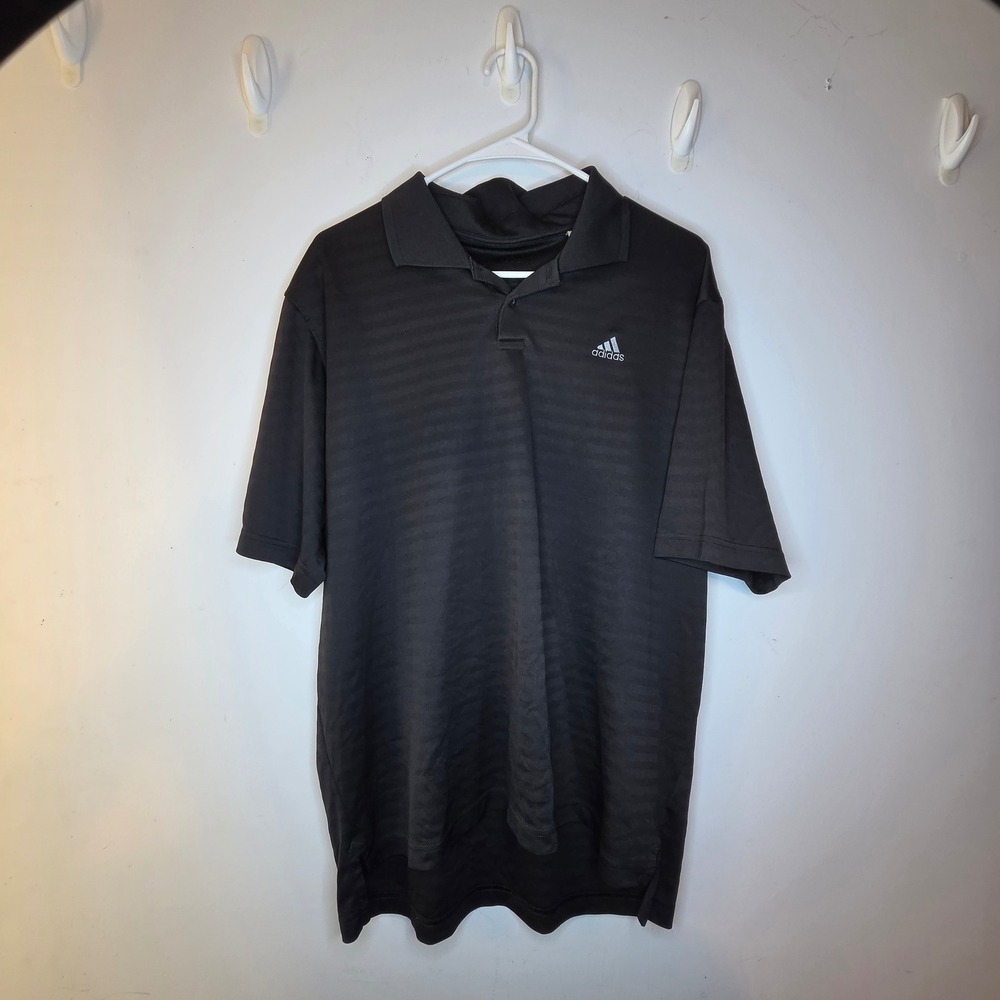 Adidas‎ Active 360 Mens Black Striped Golf Polo Shirt Short Sleeve Size large